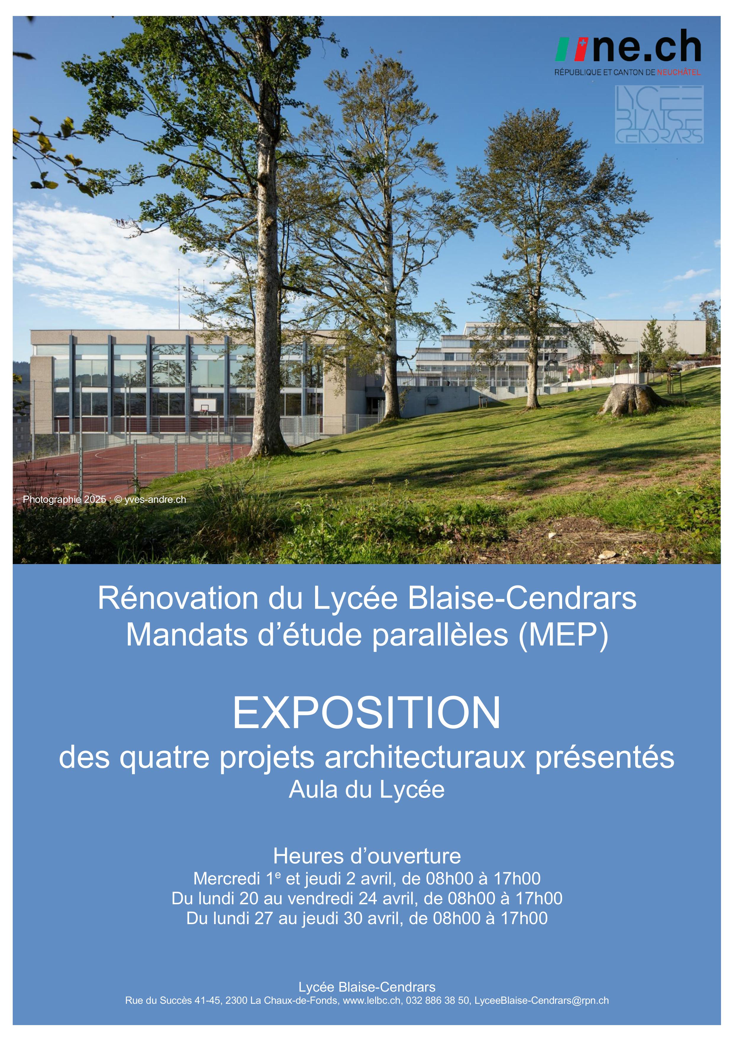 Rénovation du Lycée Blaise-Cendrars – Exposition des quatre projets architecturaux présentés (MEP)